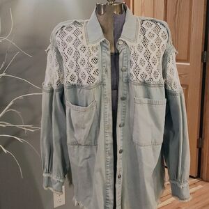 Lace Accent Denim Jacket